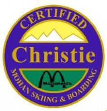 Certified Christie Personal Achievement Award Pin.  Links Christie turns (bringing skis parallel the last 1/3rd of turn) on green slopes.  Can traverse across slope as necessary.
